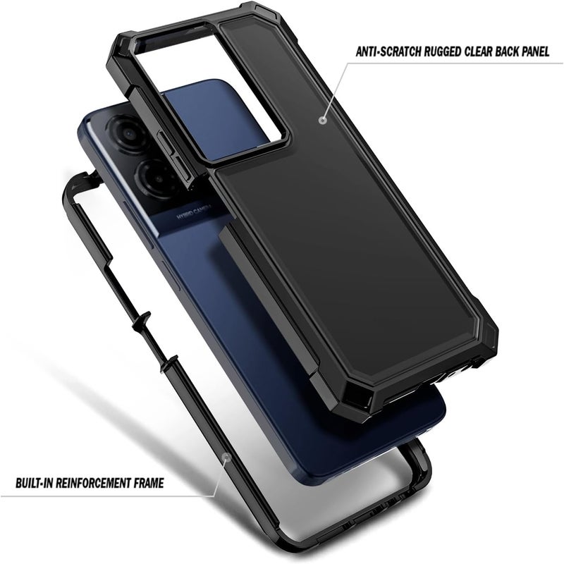 WDHD Compatible with TCL K32 5G & K33 5G Phone Case Black | Full-Body Protective Shockproof Rugged Bumper Cover with Screen Protector, Raised Corners Drop Protection - Image 3